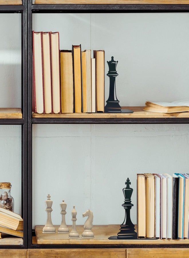 فواصل كتب الشطرنج من تشيس ديكور إنترناشونال - فواصل كتب زخرفية رائعة للرفوف، قطع شطرنج عملاقة بتصميم كلاسيكي، 6.57 × 5.91 × 1.18 بوصة - Image 4