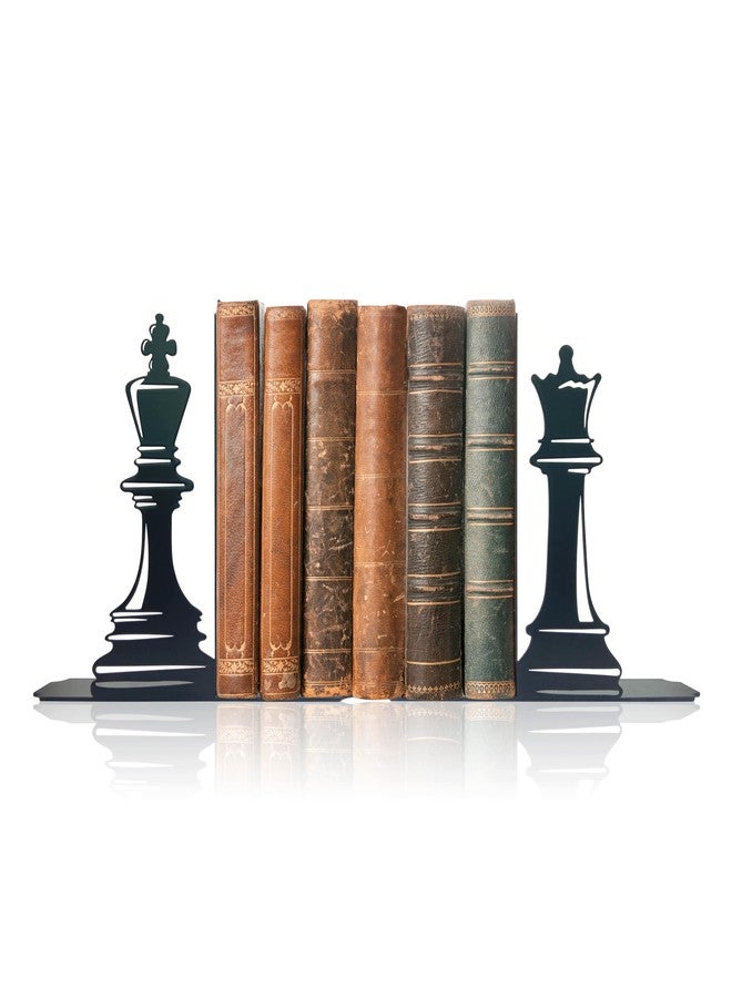 فواصل كتب الشطرنج من تشيس ديكور إنترناشونال - فواصل كتب زخرفية رائعة للرفوف، قطع شطرنج عملاقة بتصميم كلاسيكي، 6.57 × 5.91 × 1.18 بوصة - Image 1