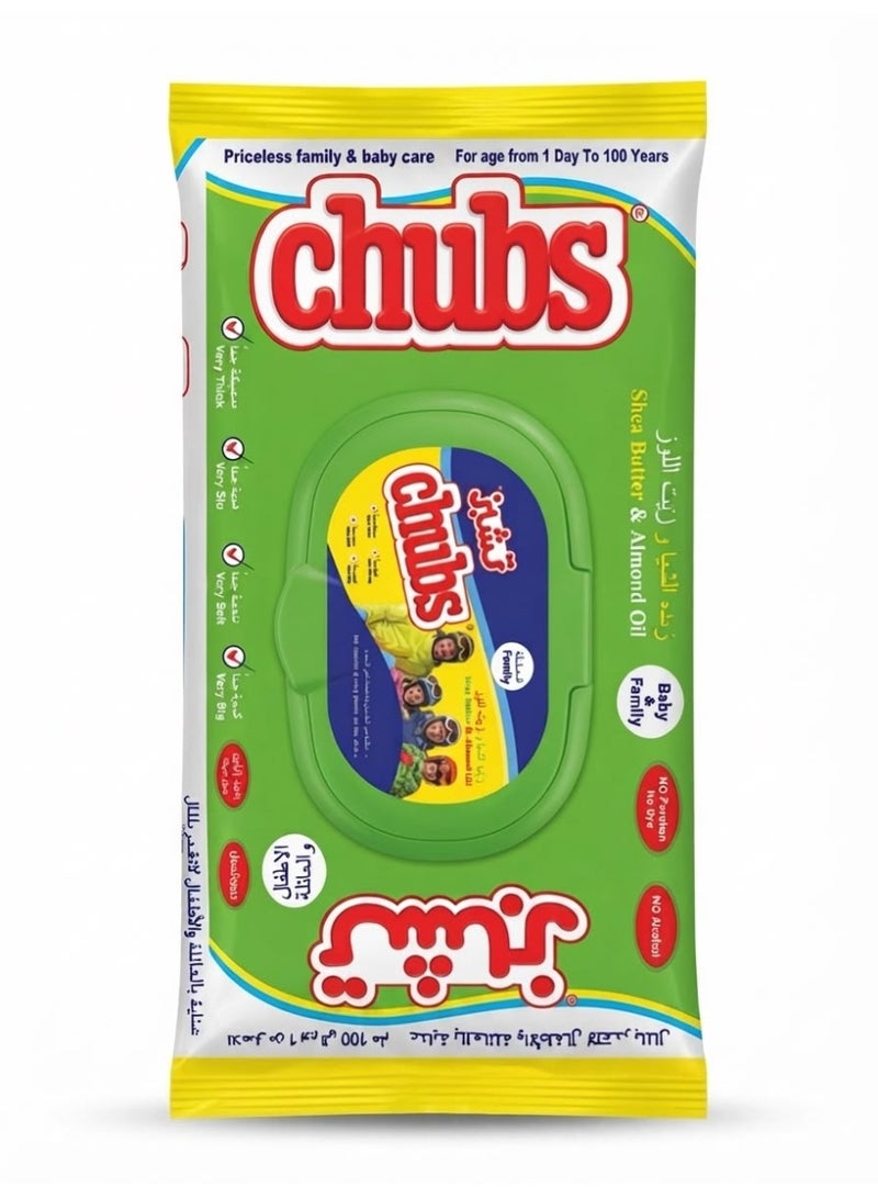 Chubs Shea butter and almond oil wet wipes, 40 wipes - Image 1
