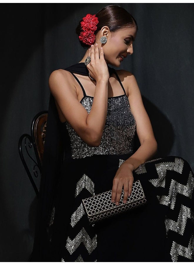 AKS Embellished Sleeveless Georgette Maxi Dress  - Image 1