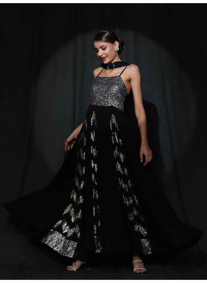 AKS Embellished Sleeveless Georgette Maxi Dress  - Image 4