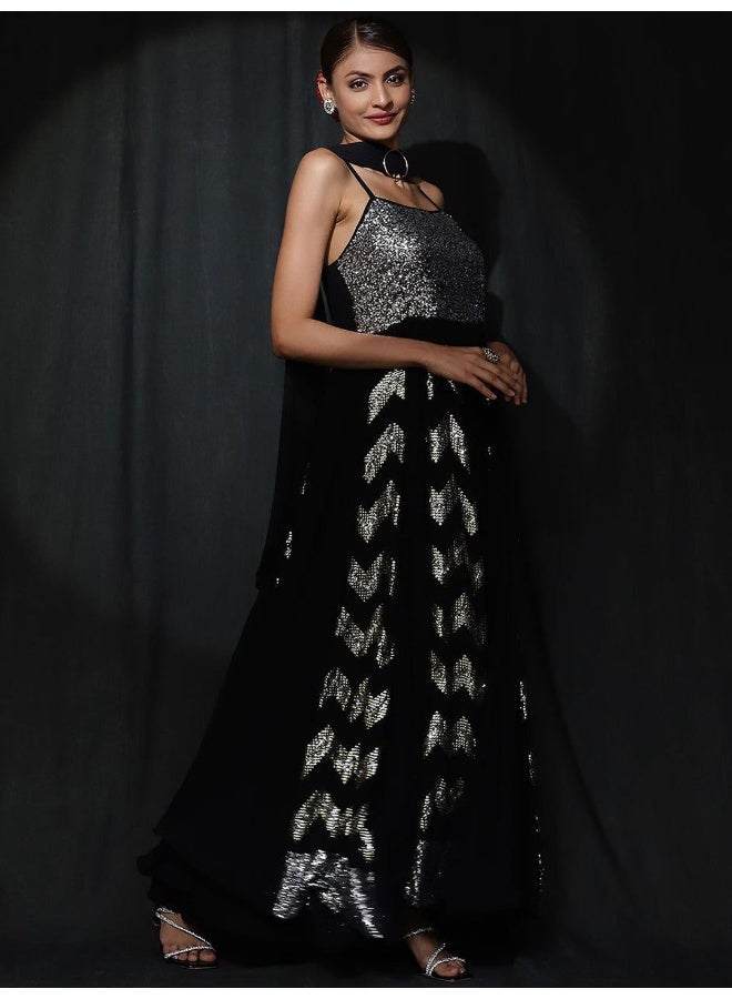 AKS Embellished Sleeveless Georgette Maxi Dress  - Image 5