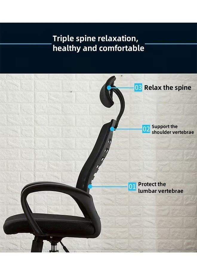 Ergonomic Office Chair, Computer Chair, Desk Chair, Game Chair, With Lumbar Support and Shoulder Neck Support, PU Rollers and Headrests - Image 2