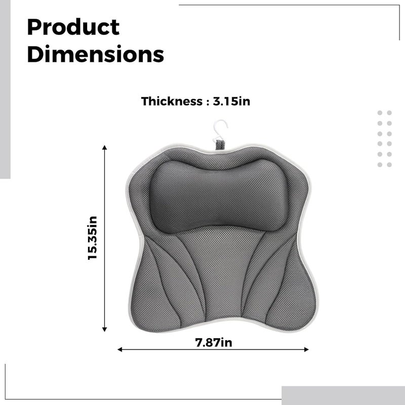Soft Polyester Fiber Butterfly Bathtub Pillow, 3D Mesh Back Support with 6 Suction Cups, Head, Neck, 15.4 X 7.9 X 3.1 in, Bathroom Accessories - Image 4