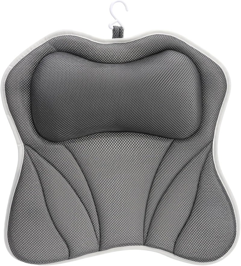 Soft Polyester Fiber Butterfly Bathtub Pillow, 3D Mesh Back Support with 6 Suction Cups, Head, Neck, 15.4 X 7.9 X 3.1 in, Bathroom Accessories - Image 1