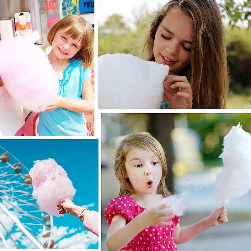 Hebezon Mini Sweet Automatic Cotton Candy Machine Mini Marshmallow Trolley Creative Gift Party 10 Bamboo Sticks Sugar Spoon Electric Smooth Sweet Maker Pack Of 1 Pink and White - Image 5