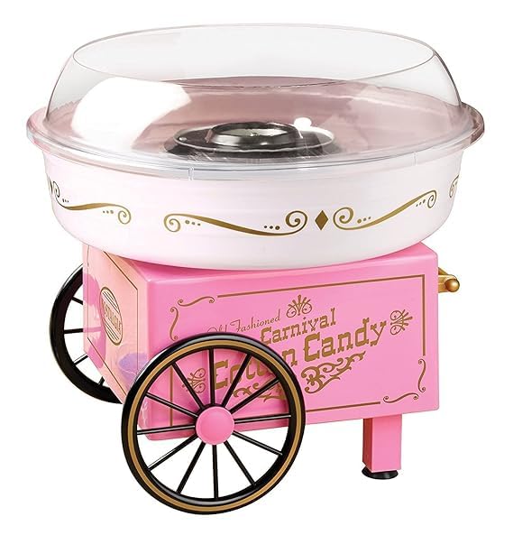 Hebezon Mini Sweet Automatic Cotton Candy Machine Mini Marshmallow Trolley Creative Gift Party 10 Bamboo Sticks Sugar Spoon Electric Smooth Sweet Maker Pack Of 1 Pink and White - Image 1