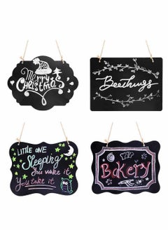 Excefore Chalkboard Sign Hanging, Double-Sided Erasable Message Board, Small Hanging Chalkboard Signs with Hanging String Ideal Price Tags Erasable Message Board for Wedding Cafe Restaurant, 4 Pack  - Image 1
