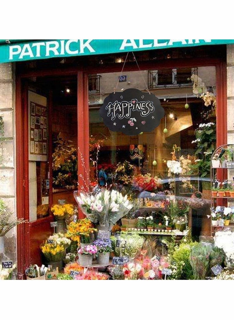 Excefore لافتة سبورة معلقة، لوحة رسائل قابلة للمسح على الوجهين، لافتات سبورة معلقة صغيرة مع خيط معلق، علامات أسعار مثالية، لوحة رسائل قابلة للمسح لحفلات الزفاف والمقهى والمطعم، عبوة من 4 قطع - Image 3