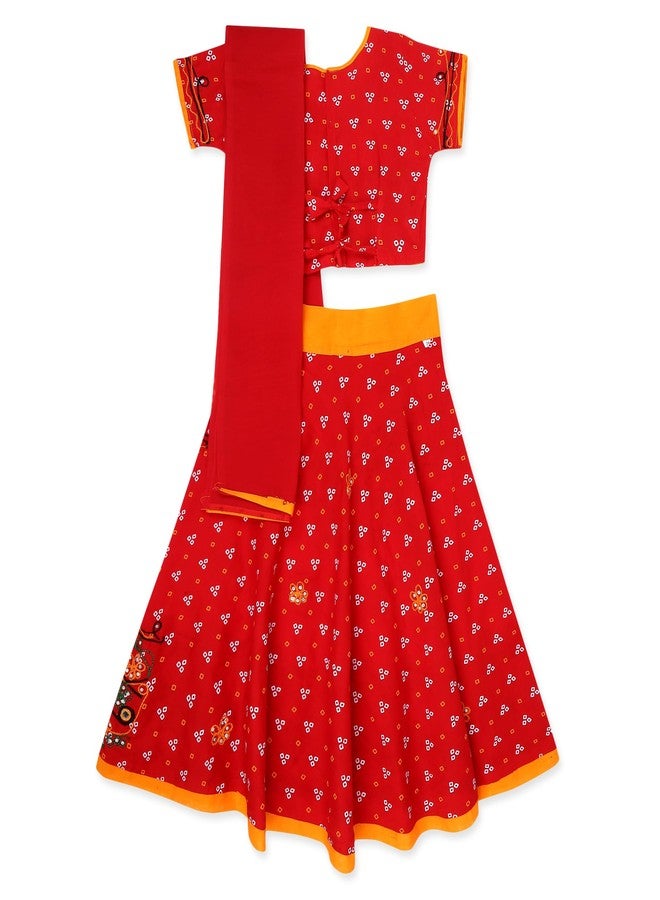 LITTLE DREAMS Girls Lehenga Choli (SIZE-0-6 Months)(RED-12) - Image 2