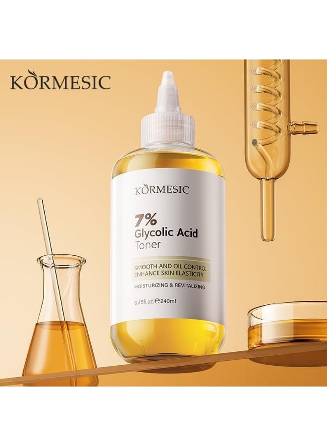 Kormesic Glycolic Acid 7% Exfoliating Toner 240ml - Gentle Facial Exfoliant, Pore Refining & Brightening, Smooths Skin (All Skin Types) - Image 5