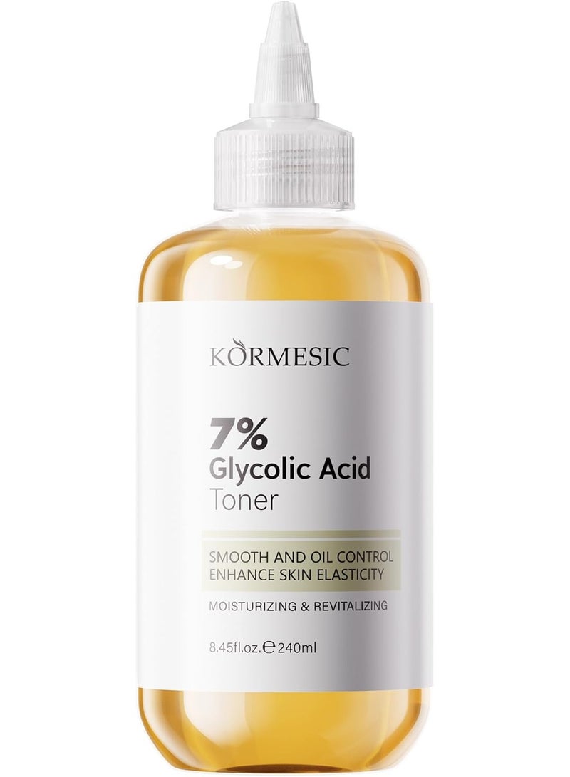 Kormesic Glycolic Acid 7% Exfoliating Toner 240ml - Gentle Facial Exfoliant, Pore Refining & Brightening, Smooths Skin (All Skin Types) - Image 1