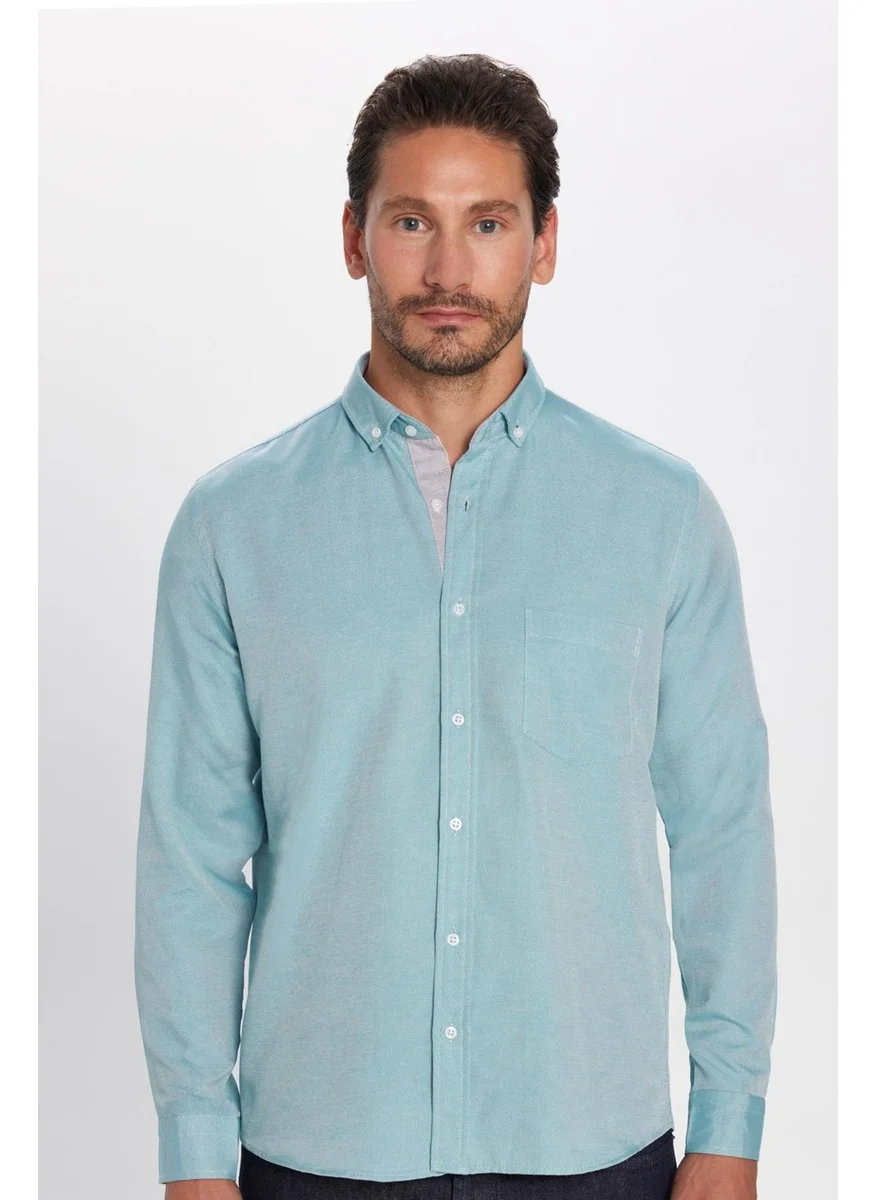 Tudors Classic Fit Dobby Turquoise Men's Shirt