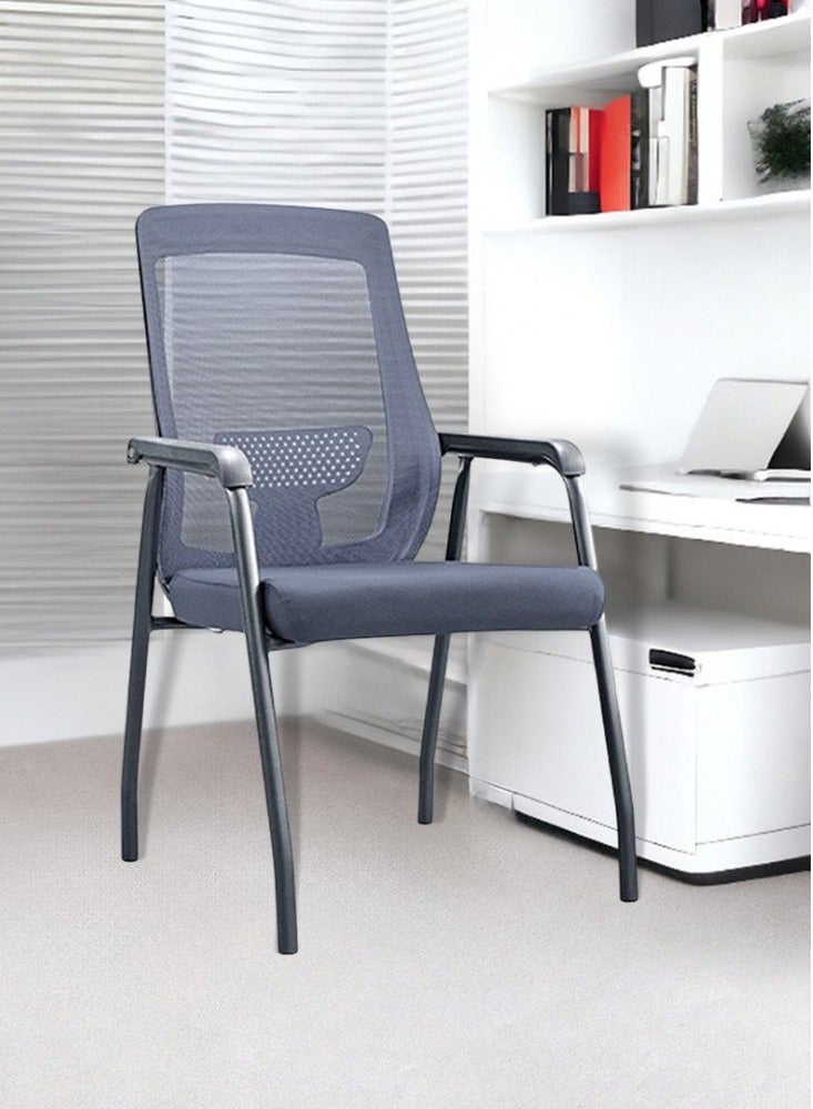 l'elefante Ergonomic Mesh Visitor Chair with Metal Frame – Comfortable Office Guest Chair with Padded Seat & Armrests – Sleek & Sturdy Design - Image 2
