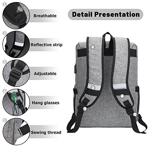 HFSX Vintage Backpack Anti Theft Laptop Backpack Men Women Business Travel Computer Backpack College Bookbag Stylish Water Resistant Vintage Backpack with USB Port Fits 15.6 Inch Laptop Grey - Image 5