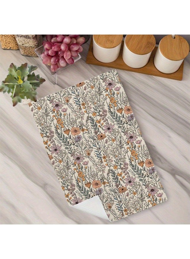 هومستر 2 قطع مناشف المطبخ الزهرية -كبيرة الحجم فائقة النعومة مناشف صحن من الألياف الدقيقة، مناشف الشاي الزخرفية والمناديل للمطبخ والحمام، قابلة للغسيل في الآلات، مناشف صحن للمطبخ، ملحقات زخرفة الحفلة - Image 2