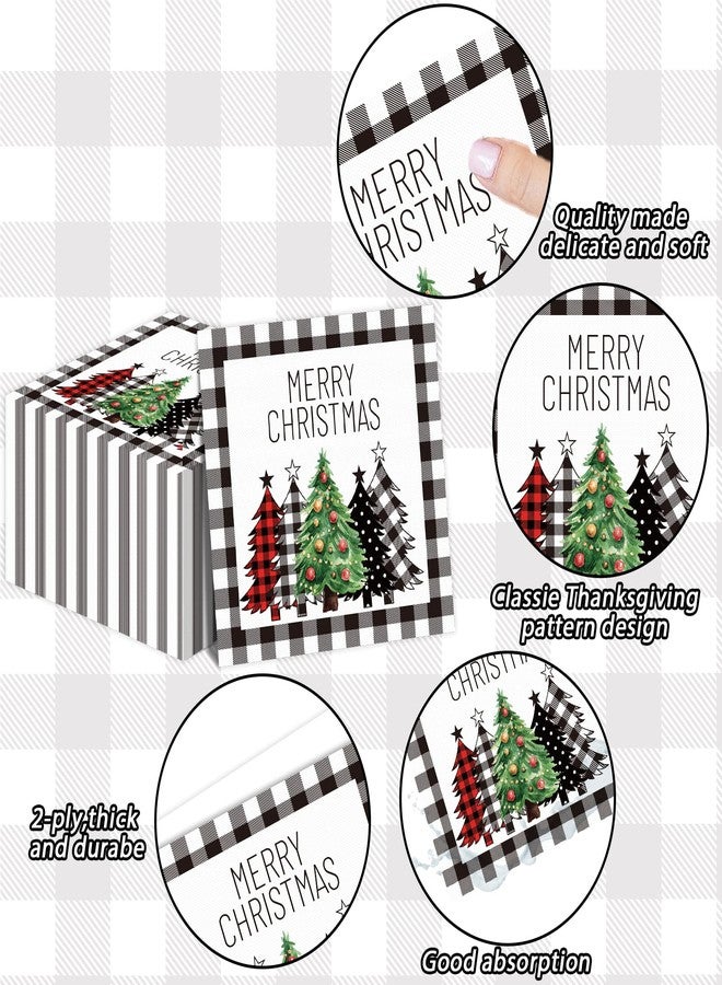 Tevxj Christmas Napkins Black White Buffalo Plaid Farmhouse Christmas Luncheon Napkins Winter Guest Paper Napkins Disposable Hand Towel for Christmas Xmas Table Decorations (50 Pack) - Image 3
