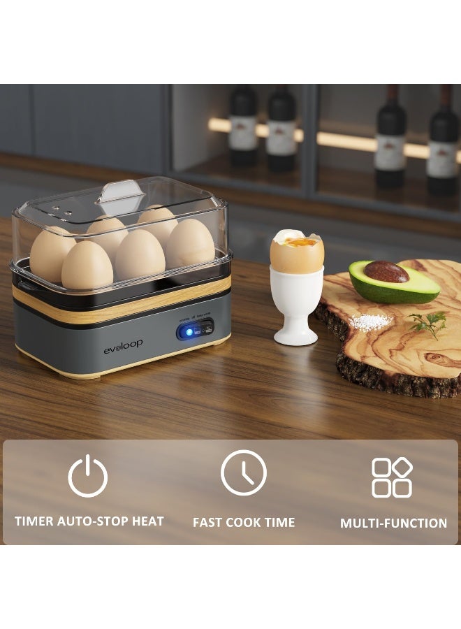 Evoloop Rapid Egg Cooker Electric 6 Eggs Capacity Soft Medium Hard Boiled Poacher Omelet Maker Egg Poacher With Auto ShutOff BPA Free - Image 3