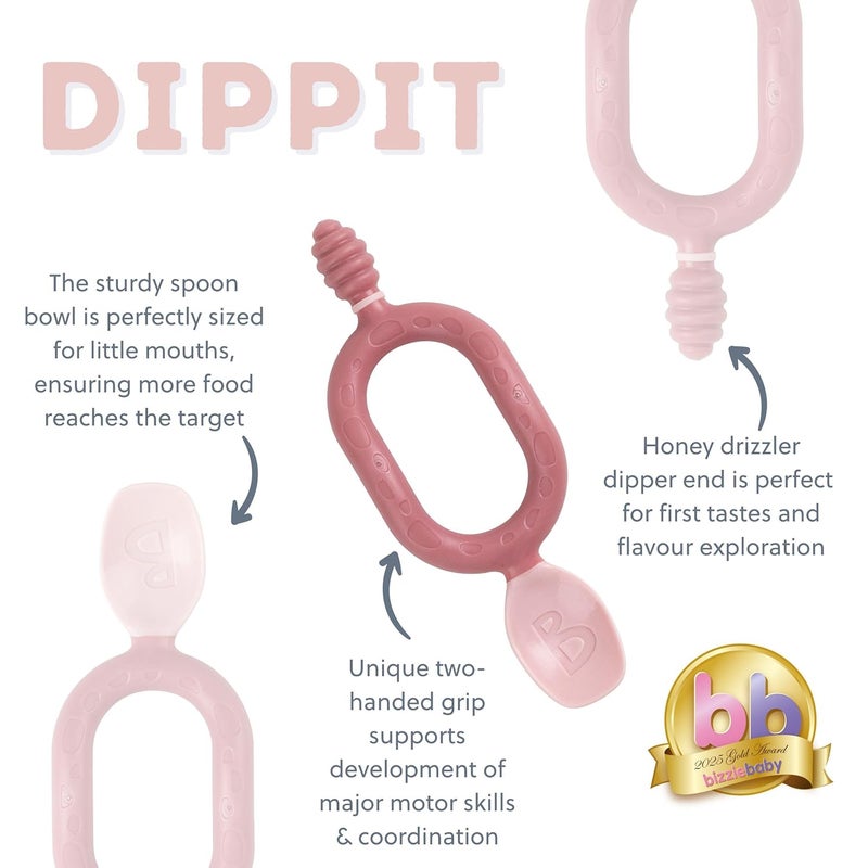 bibado 2 in 1 Easy Grip Spoon and Dipper for Self Feeding- Infants- Pink (Pack of 2) - Image 5