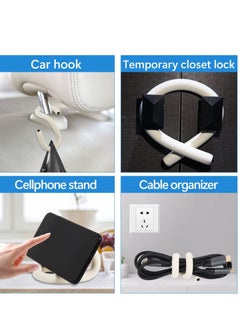 Excefore 3 PCS S Shape  Purse Closet Hooks, Reusable Unique Design Utility Hooks, Flexible Neck for Easy Twist & Lock, Suitable for Hanging Bags, Purses, Handbags, Scarves,Cabinet Lock (White)  - Image 3