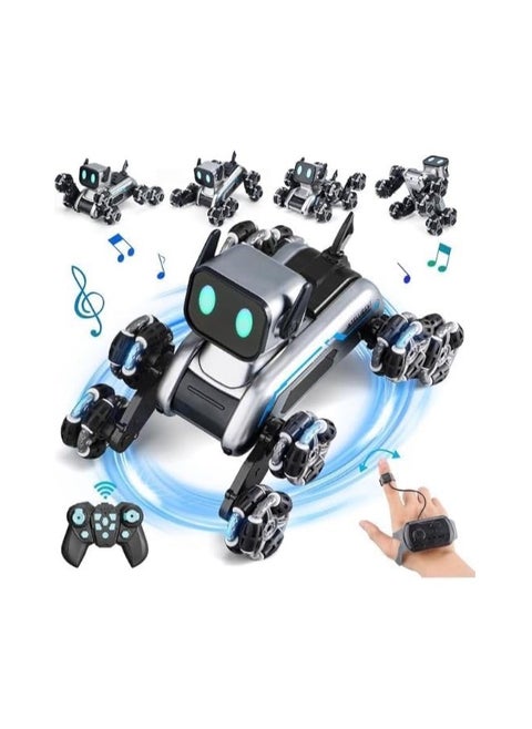 Dog Robot Remote Control 8WD Gesture Sensor Stunt RC Cars with Music & Light with 2 Rechargeable Batteries Toy Gift for Boys and Girls Age 5+, Control Watch Included