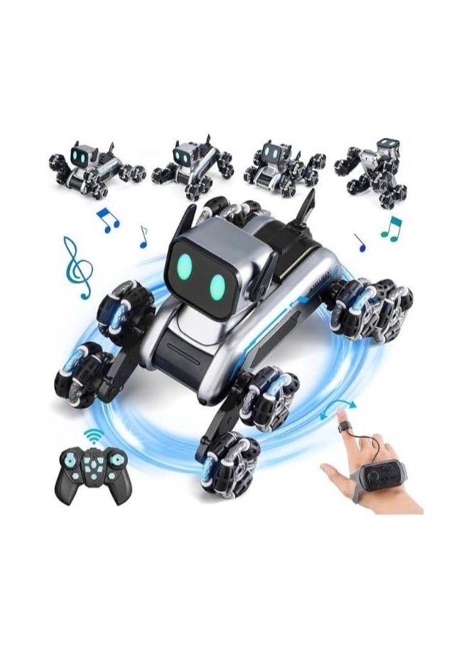 Dog Robot Remote Control 8WD Gesture Sensor Stunt RC Cars with Music & Light with 2 Rechargeable Batteries Toy Gift for Boys and Girls Age 5+, Control Watch Included  - Image 1