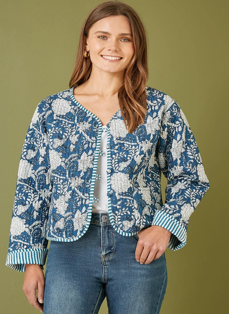 Yumi Floral Patchwork Reversible Cotton Jacket