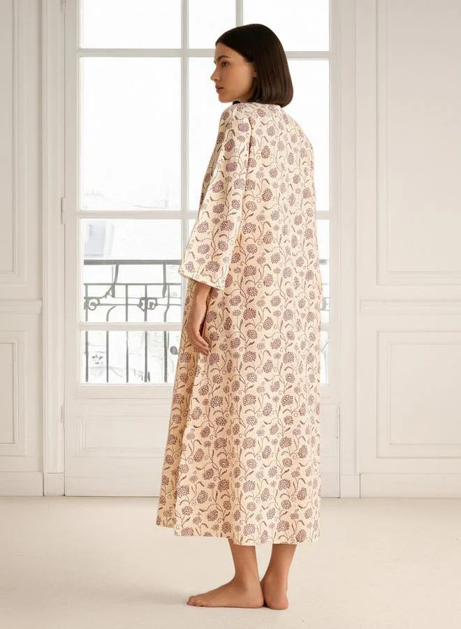 Splash FAV Night Dress Long Sleeves Printed Cotton