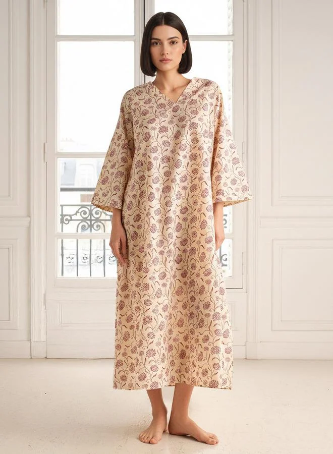 Splash FAV Night Dress Long Sleeves Printed Cotton