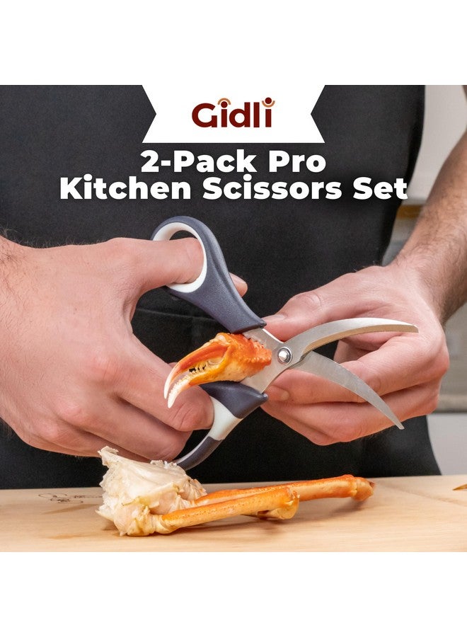Gidli Kitchen Shears by Gidli - Lifetime Replacement Warranty - Includes Seafood Scissors As a Bonus - Heavy Duty Utility Stainless Steel All Purpose Ultra Sharp Scissors for Food - Cooking Shears  - Image 2