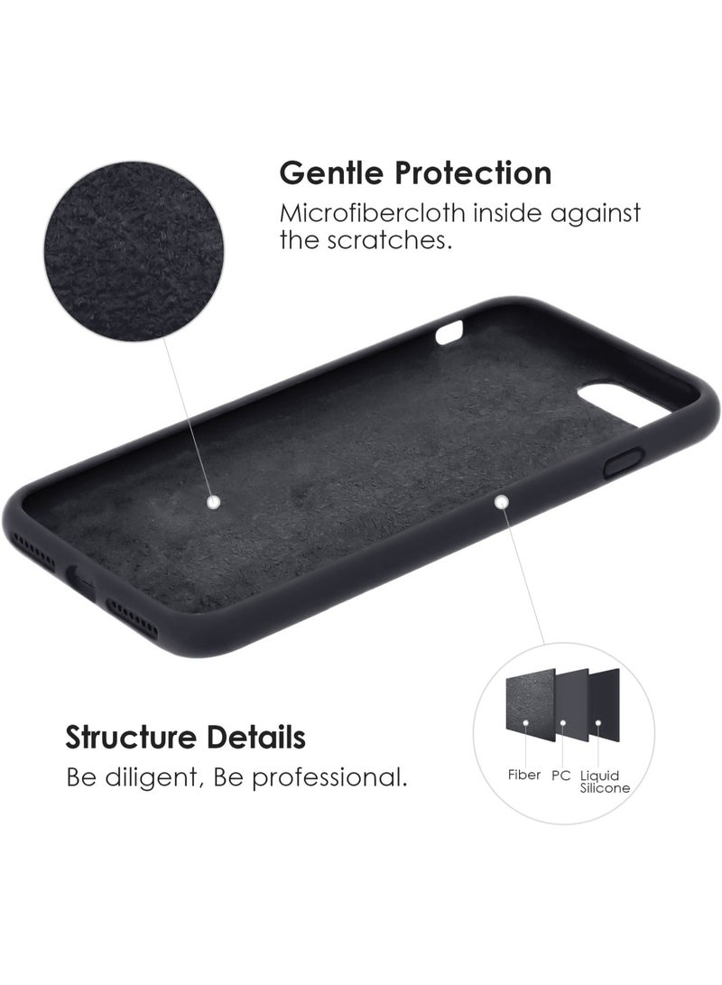 Compatible with iPhone 7/8/Se 2020/2022 Case 4.7 Inch Slim Liquid Silicone 4 Layers Soft Gel Rubber Shockproof Protective Phone Case with Anti Scratch Microfiber Lining (Midnight Grey) - Image 4