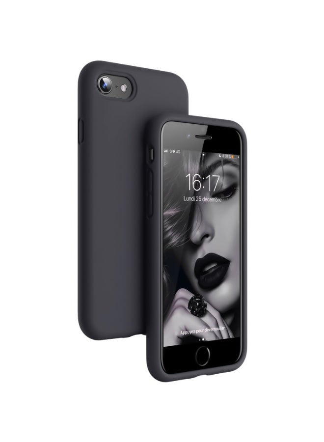 Compatible with iPhone 7/8/Se 2020/2022 Case 4.7 Inch Slim Liquid Silicone 4 Layers Soft Gel Rubber Shockproof Protective Phone Case with Anti Scratch Microfiber Lining (Midnight Grey) - Image 1