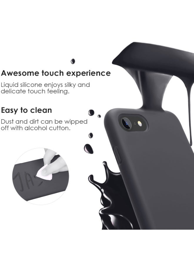 Compatible with iPhone 7/8/Se 2020/2022 Case 4.7 Inch Slim Liquid Silicone 4 Layers Soft Gel Rubber Shockproof Protective Phone Case with Anti Scratch Microfiber Lining (Midnight Grey) - Image 3