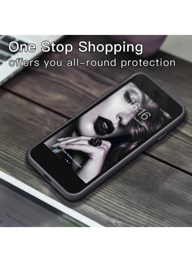 Compatible with iPhone 7/8/Se 2020/2022 Case 4.7 Inch Slim Liquid Silicone 4 Layers Soft Gel Rubber Shockproof Protective Phone Case with Anti Scratch Microfiber Lining (Midnight Grey) - Image 5