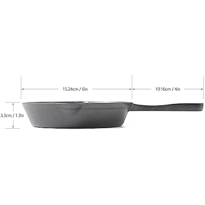 HAWOK Mini Pre Seasoned Cast Iron SkilletDia6 Inch Round Pan Cast Iron Server Frying Pan - Image 3