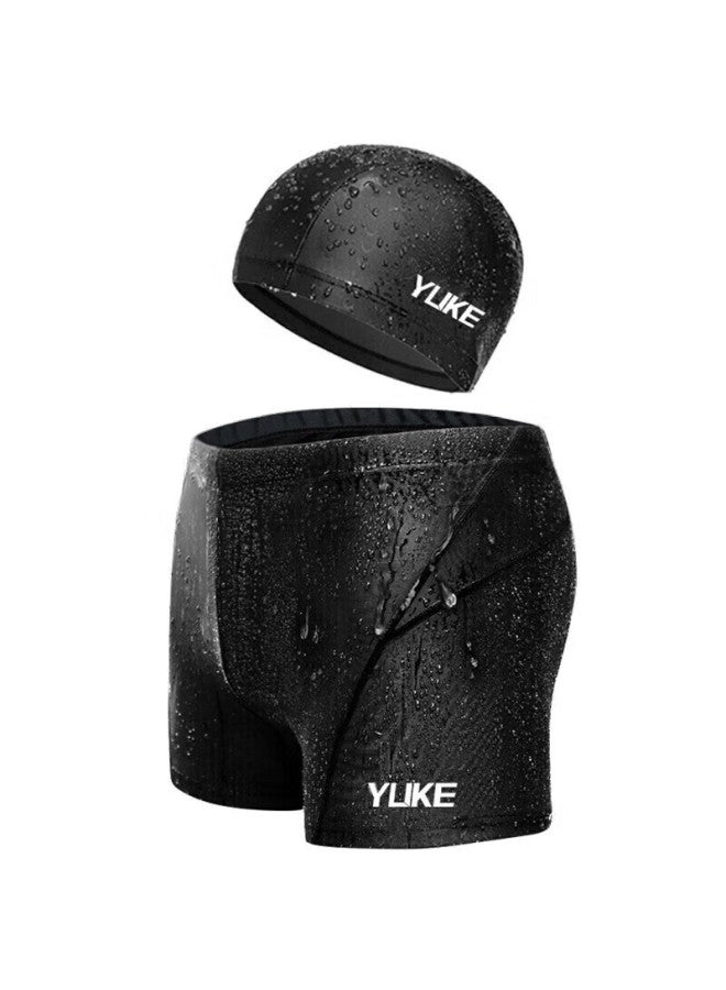 Yuke Men's Swim Trunks Comfortable Quick-dry Shark Skin Pattern Short Swimming Shorts B23 Black 4XL - Image 1