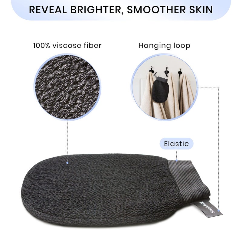 SimpleField Korean Exfoliating Mitt for Remove Dead Skin. 2 Pack 100% Viscose Kessa Deep Exfoliating Gloves for Body Scrub, Keratosis Pilaris and Self Tanning. Easily Smooth Skin Surface. - Image 3