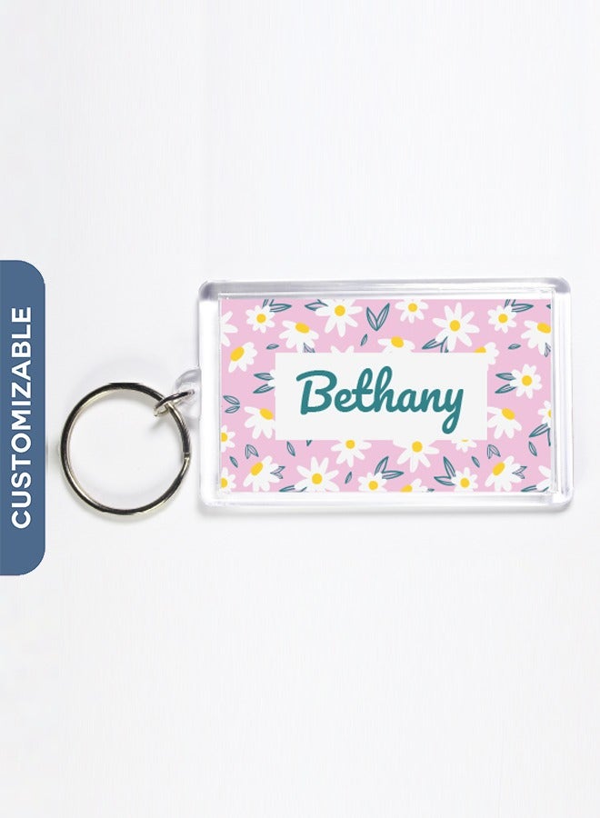 Personalised Keychain - Flowers Print Key Ring
