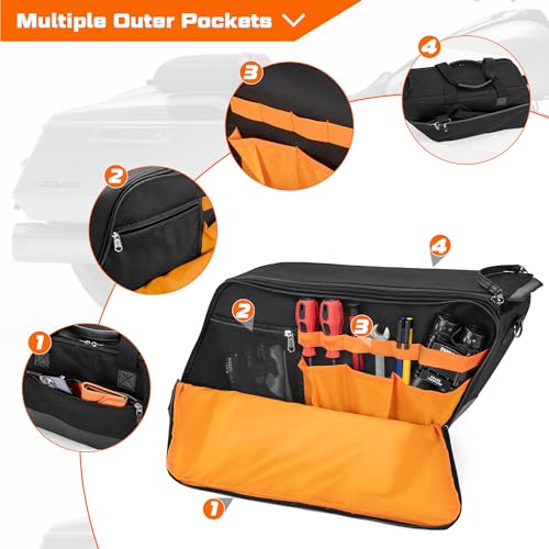 HODRANT Motorcycle Saddlebag Liner Bag, Saddlebag Organizer with Orange Liner, Compatible with Harley Davidson 1993-2022 Touring Road Glide Street Glide Electra Glide Road King Hard Saddlebag, 1 Bag - Image 4
