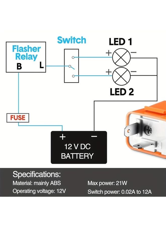 2 قطعة أسود 12 فولت مؤشر LED قابل للتعديل لتتابع إشارة الانعطاف والتحذير من المخاطر للدراجات النارية - Image 4