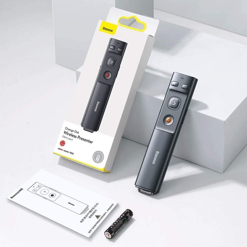 Baseus Orange Dot Wireless Presenter (Red Laser) Gray - Image 2