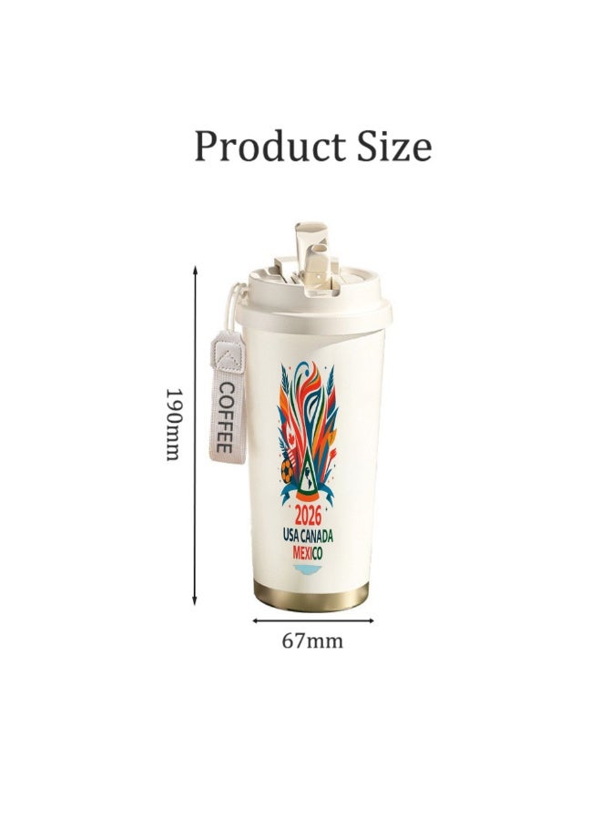 FIFA 520ml World Cup Printed Stainless Steel Insulated Water Bottle Double Wall Vacuum Thermal Flask Leakproof Cup for Hot & Cold Drinks - Image 2