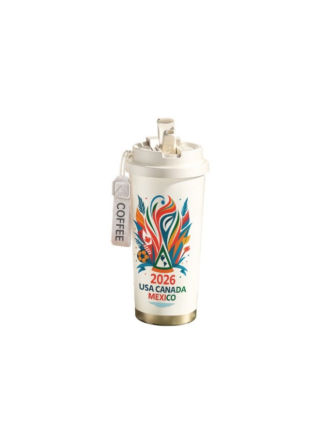 FIFA 520ml World Cup Printed Stainless Steel Insulated Water Bottle Double Wall Vacuum Thermal Flask Leakproof Cup for Hot & Cold Drinks - Image 1