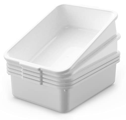WYT 5-Pack Commercial Bus Tubs Box/Tote Box, White Plastic Storage Bin with Handles/Wash Basin Tub (8 Liter) - Image 1