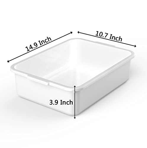 WYT 5-Pack Commercial Bus Tubs Box/Tote Box, White Plastic Storage Bin with Handles/Wash Basin Tub (8 Liter) - Image 2