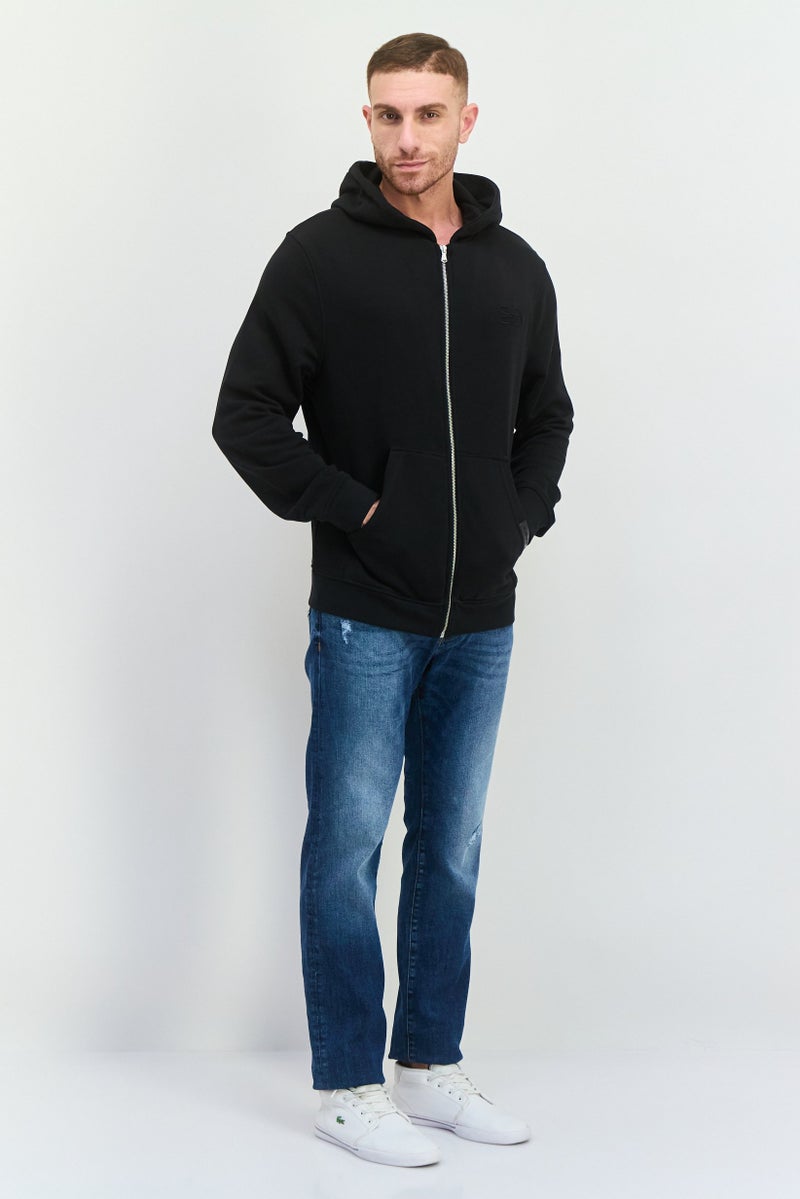 CROSSHATCH Men Brand Logo Long Sleeves Full Zip Hoodie, Black - Image 4