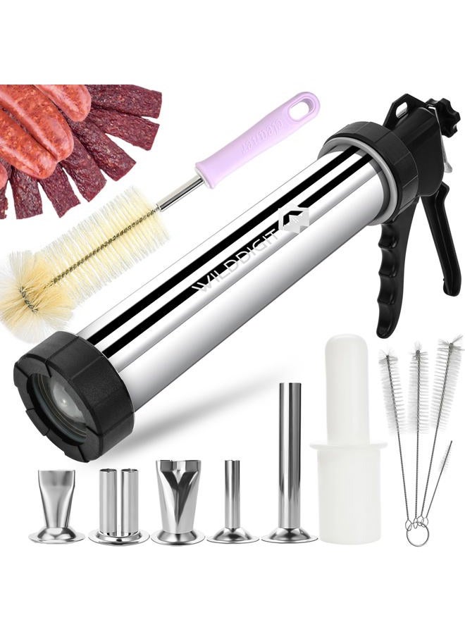 WILDDIGIT 3rd Gen 2.1 LB Professional Jerky Gun Kits, Sausage Stuffer, Stainless Steel Jerky Maker, Jerky Shooter, Beef Jerky Making Gun with 5 Nozzles, 1 meat pusher and 5 Cleaning Brushes - Image 1