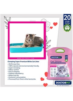 DOCTERPET Doctor Pet Cat Litter Baby Powder 20L – 100% Natural Clumping Bentonite,Scented, Ultra Absorbent,Easy Scooping, Dust-Free, Odor Control, Easy Scooping, Hypoallergenic & Non-Stick Paw Formula  - Image 2