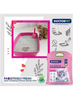DOCTERPET Doctor Pet Cat Litter Baby Powder 20L – 100% Natural Clumping Bentonite,Scented, Ultra Absorbent,Easy Scooping, Dust-Free, Odor Control, Easy Scooping, Hypoallergenic & Non-Stick Paw Formula  - Image 4