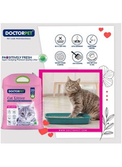 DOCTERPET Doctor Pet Cat Litter Baby Powder 20L – 100% Natural Clumping Bentonite,Scented, Ultra Absorbent,Easy Scooping, Dust-Free, Odor Control, Easy Scooping, Hypoallergenic & Non-Stick Paw Formula  - Image 5